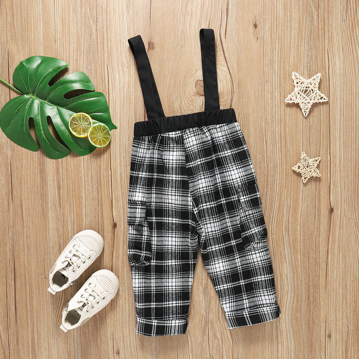 Toddler Kids Boys' Plaid Suspenders Cheap Wholesale Kids Clothing - PrettyKid