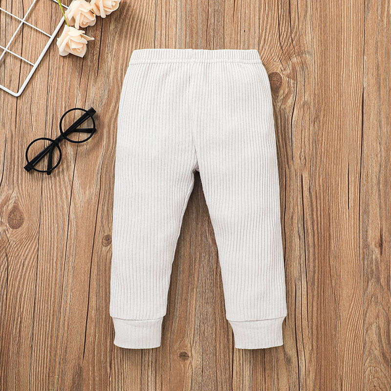 Toddler Boys' Solid Color Round Neck Long Sleeve T-shirt Pants Set - PrettyKid