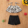 Toddler Kids Girls Leopard Suspender Top Denim Shorts 2pcs Set Wholesale Girls Boutique Clothing - PrettyKid
