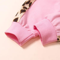 Children Girls Love Leopard Long Sleeved Sweater Pants Set - PrettyKid