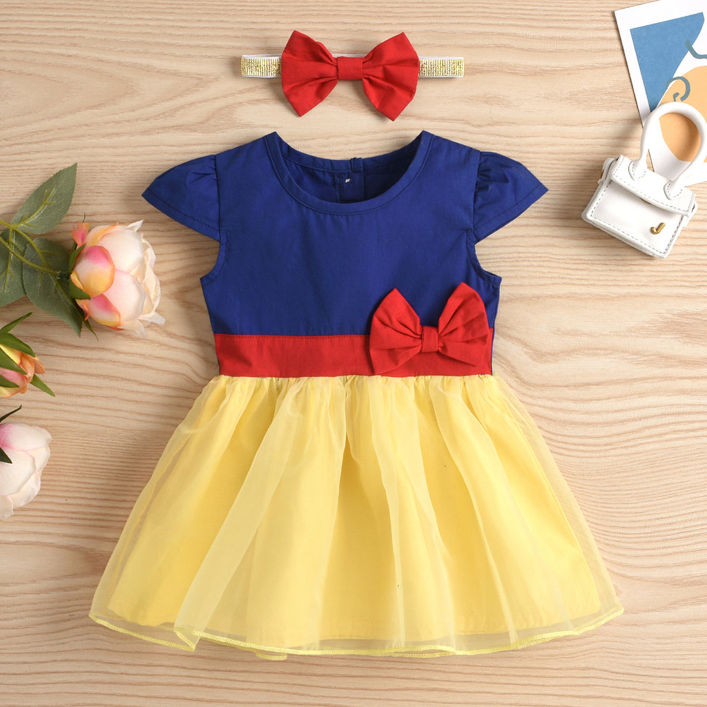 Toddler Girls Snow White Gauze Dress Set - PrettyKid