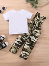 Infants' 2023 Spring and Summer Cotton Short-sleeved Shirt, Military Green Suspender Trousers, Girls' Suit