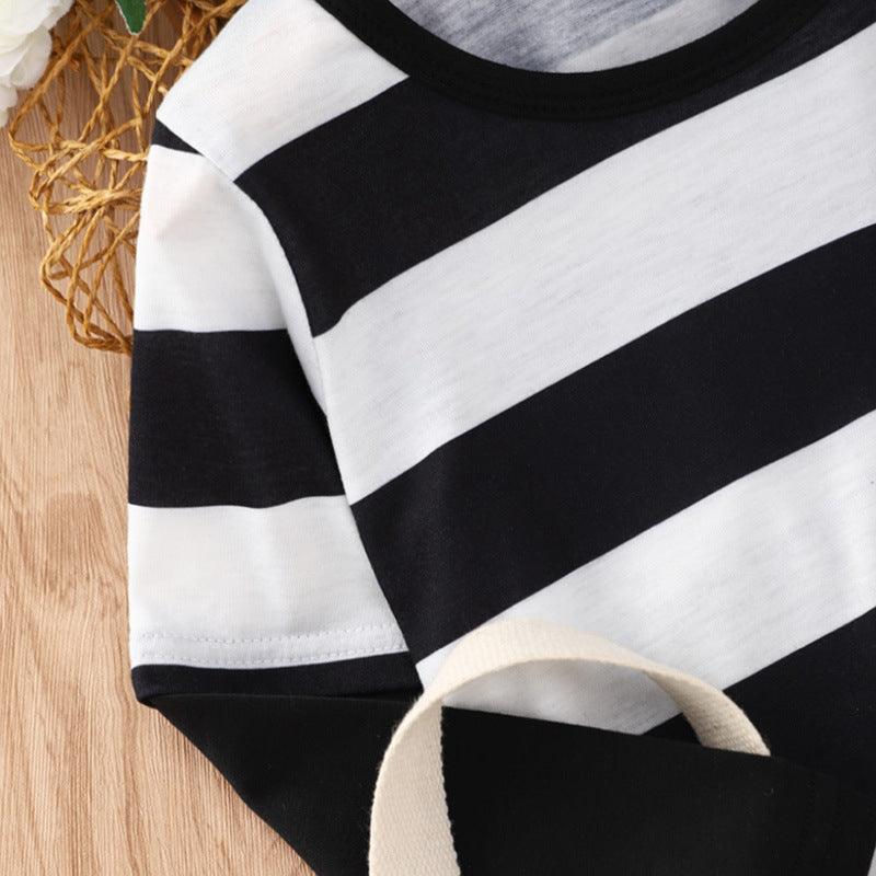 Toddler Kids Boys Black and White Stripe Long Sleeve T-shirt - PrettyKid