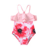 Toddler Kids Girls Summer Solid Color Suspender Flower Print Jumpsuit Swimsuit - PrettyKid