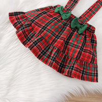 Baby Girls Plaid Christmas Strap Skirt Set - PrettyKid