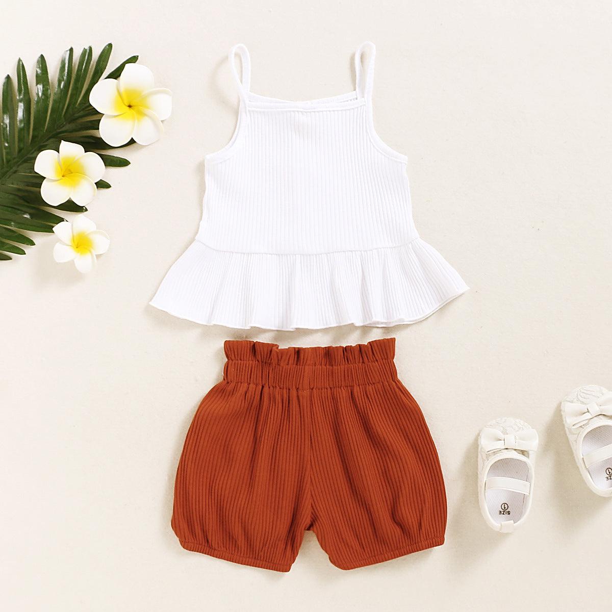 Toddler Kids Girls' Summer Sleeveless Camisole Tops Shorts Set - PrettyKid