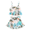 Children's New Tropical Coconut Tree Print Suspenders Shorts Two-piece Suit for Girls - PrettyKid