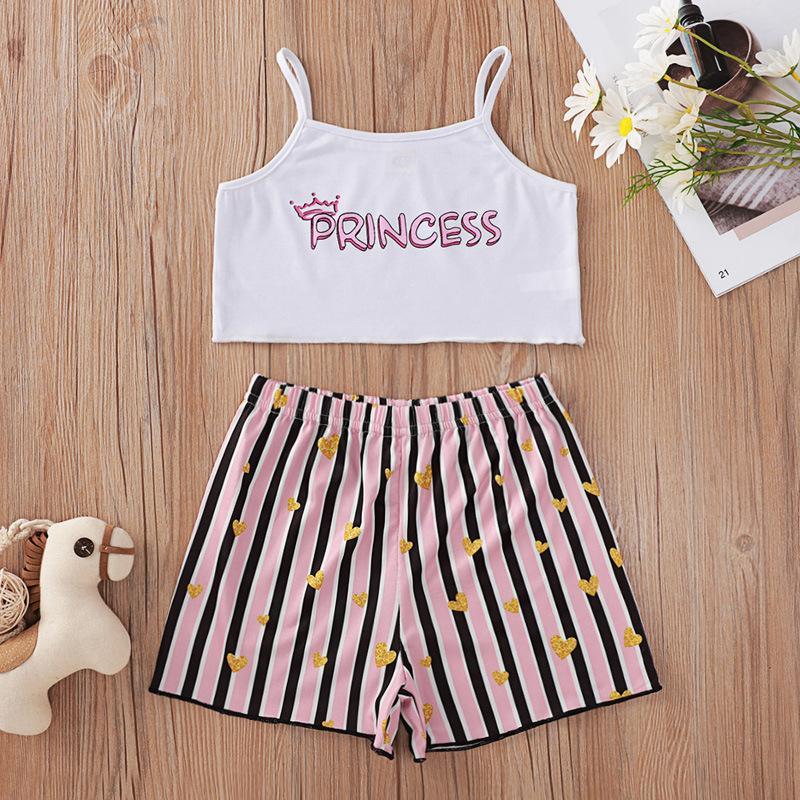 White Suspender Striped Printing Suit - PrettyKid