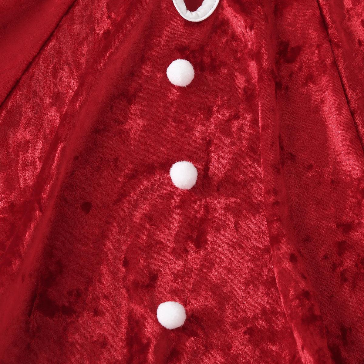 Baby Girls' Christmas Cloak Red Velvet and Wool Ball Cloak - PrettyKid