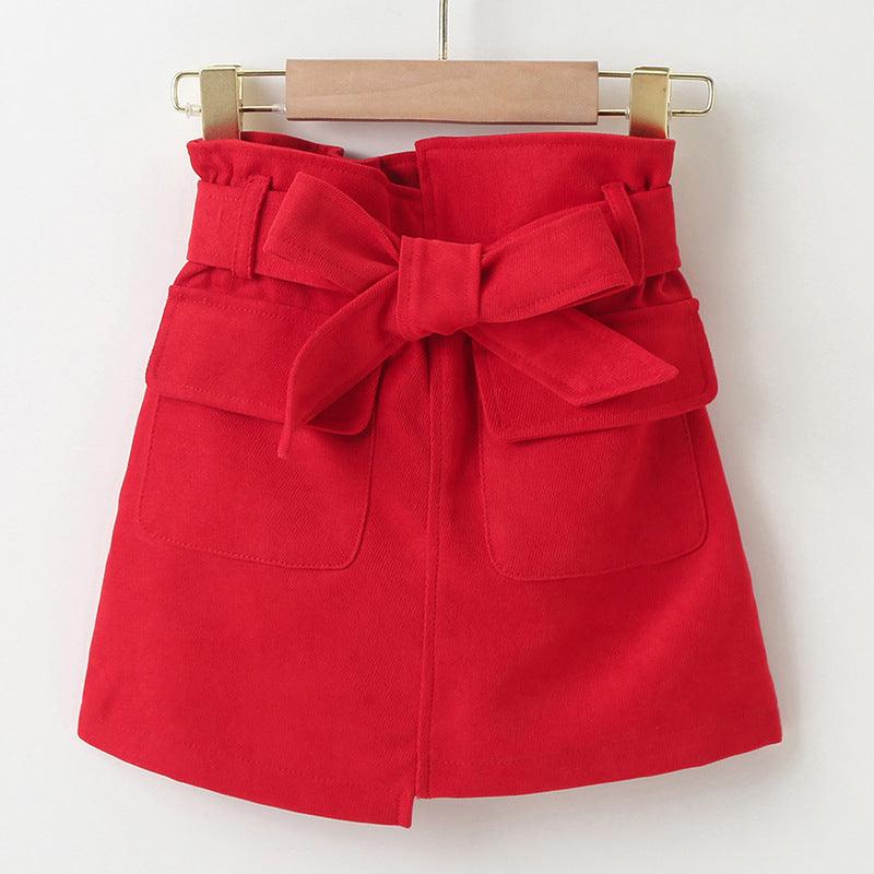 Toddler Kids Girls Solid Color Half Skirt Cotton with Waistband Short Skirt - PrettyKid