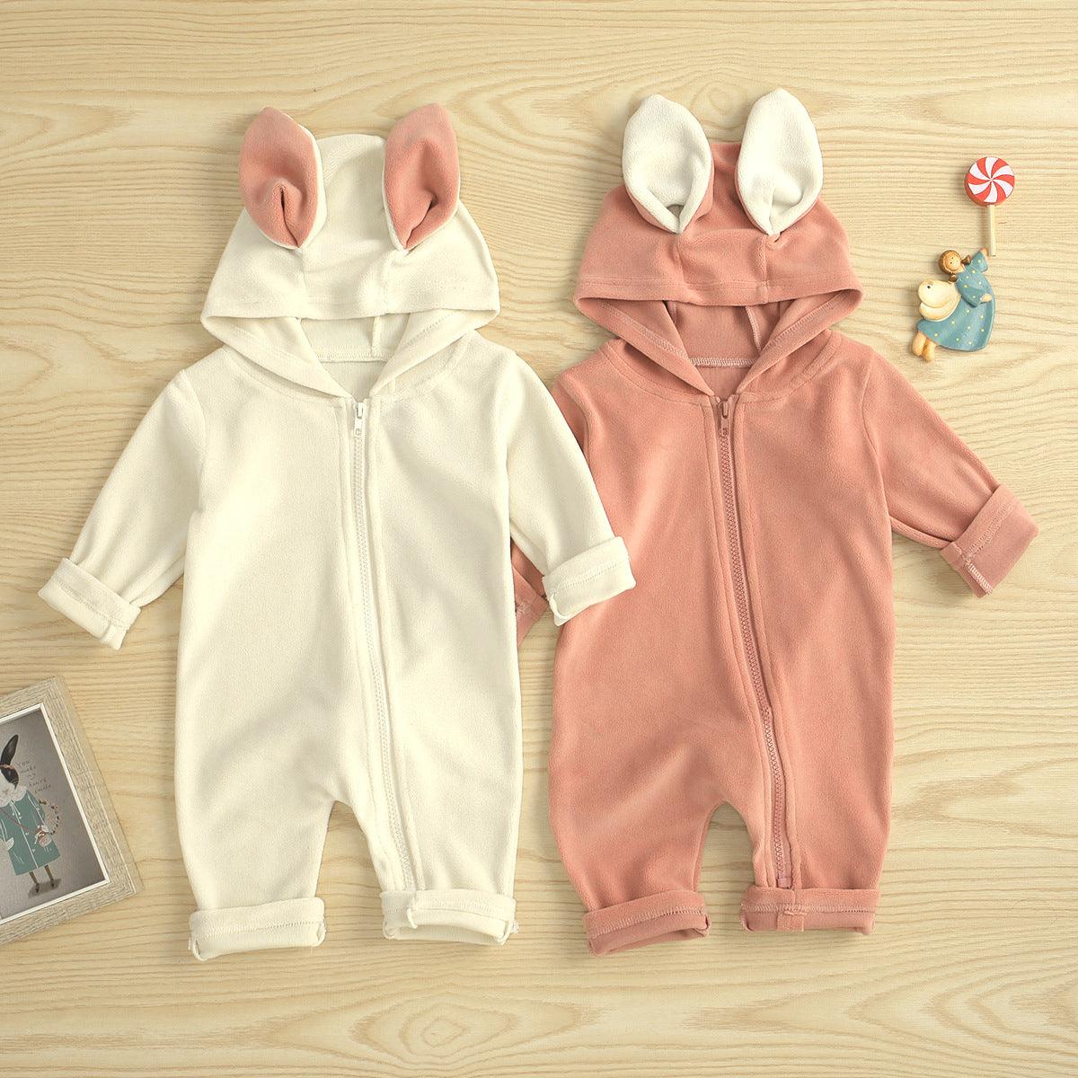 Baby Boys Girls Cute Rabbit Zipper Long Sleeve Jumpsuit - PrettyKid