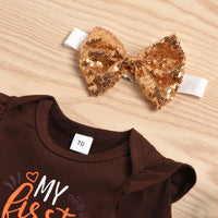 Baby Girls Thanksgiving Letter Printed LONG SLEEVE BODYSUIT Mesh SKIRT GARTER Wholesale Baby Clothes Online - PrettyKid