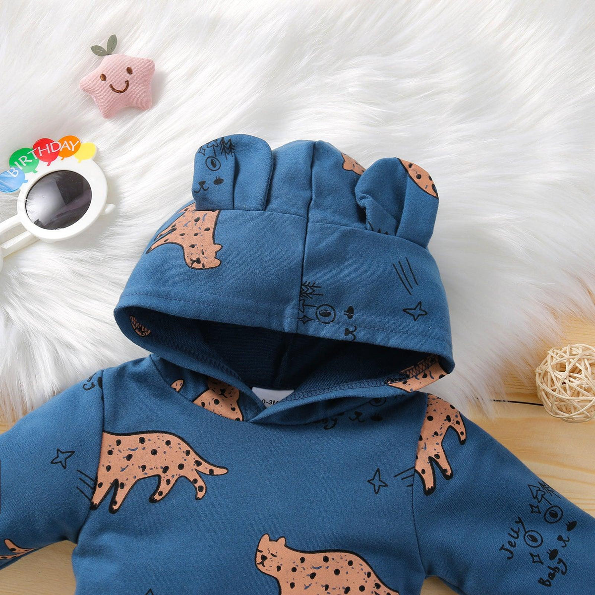 Baby Boys Girls Cartoon Animal Hooded Jumpsuit - PrettyKid