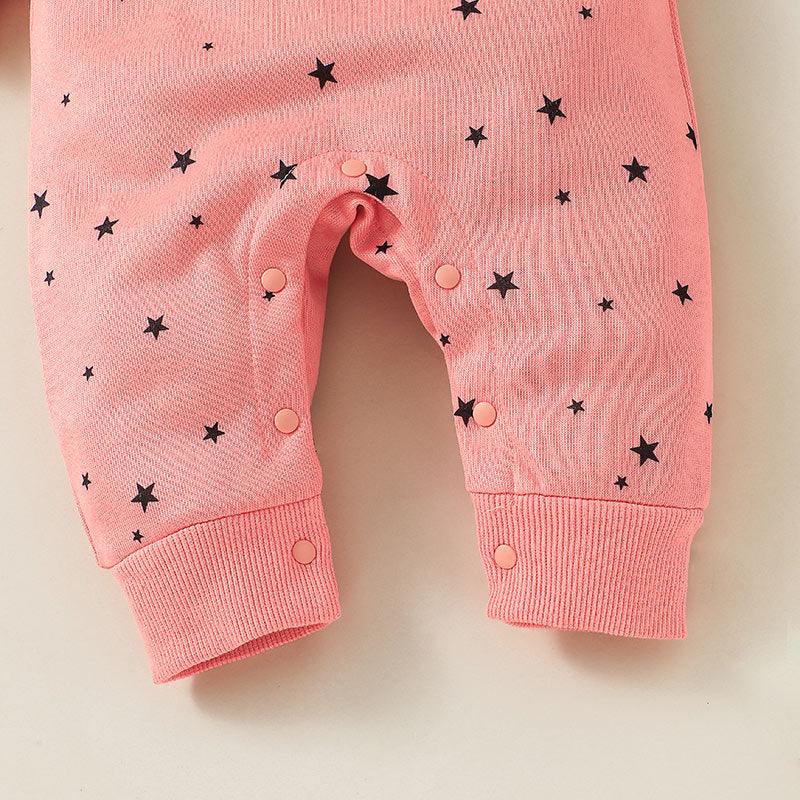 Baby Boys Girls Solid Lovely Moon Star Print Hoodie Jumpsuit - PrettyKid