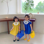 Summer Small and Medium Children Short-sleeved Lapel Dresses Children's Dresses Girls Flower Princess Dresses Girls Skirt - PrettyKid