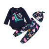 2022 Merry Christmas Baby Boys Cartoon Animal Print Christmas Clothes + Pants + Hat Three Piece Set - PrettyKid