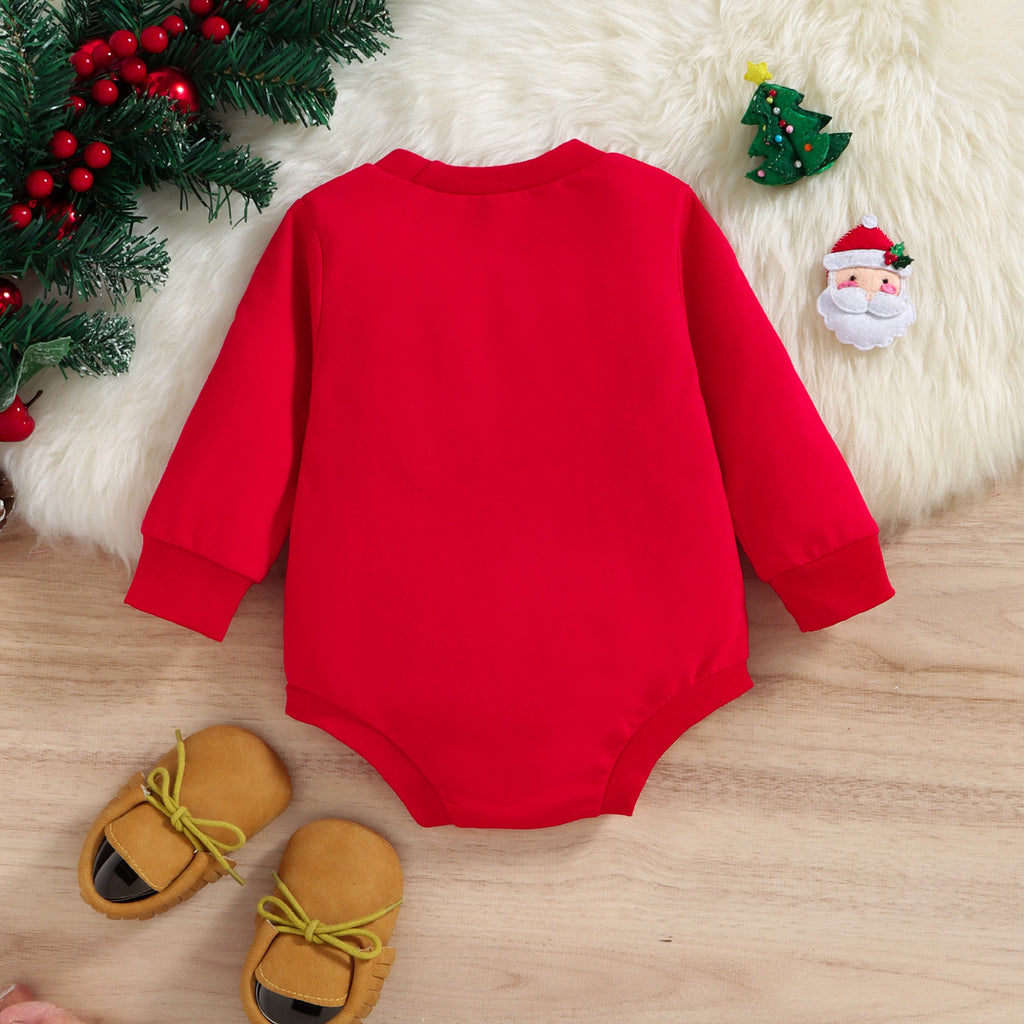 Infant Christmas Day Harness Long-sleeved Bodysuit Removable Crotch Crawling Clothes - PrettyKid