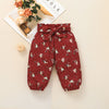 Baby Girls Solid Color Long Sleeve Jumpsuit Flower Print Pants Set - PrettyKid