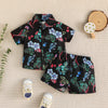 Infant Children's Short-sleeved Shirt+shorts Two-piece Set of Boys' New Printed Polo Collar Top Pants Set
