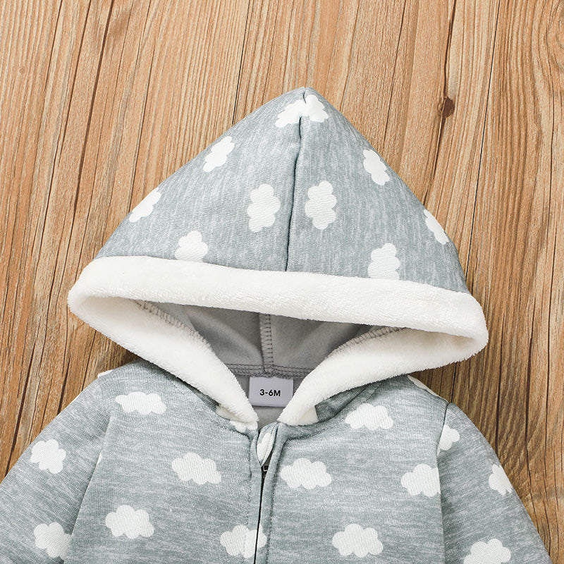 Baby Boys Cute Cloud Print Hoodie Zipper Shirt Jumpsuit - PrettyKid