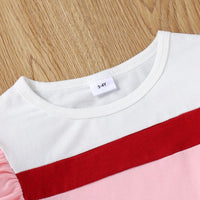 Toddler Kids Girls Solid Color Long Sleeve Ruffle Color Blocking Blouse - PrettyKid