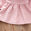 Toddler Kids Girl's Solid Plaid Love Printed Baby Collar Embroidered Dress - PrettyKid