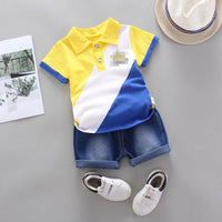 Polo Shirt Children's Suit Summer Contrast Splicing Short-sleeved T-shirt Boy's Suit