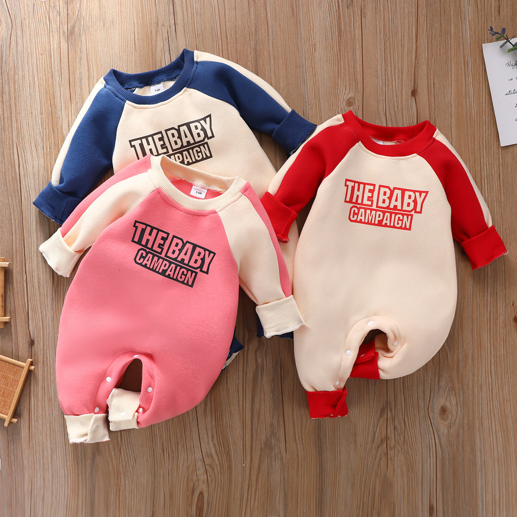 Infant Children's Clothing Autumn Color Matching Long Sleeve Crawling Suit - PrettyKid