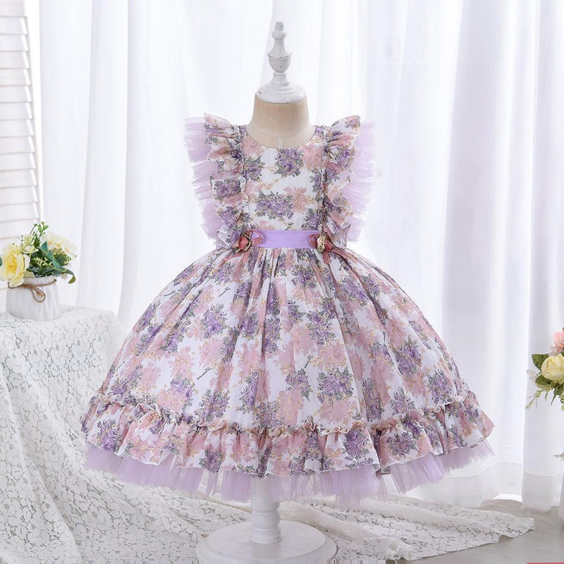 Girl's Court Style Lolita Sleeveless Printing Lovely Fluffy Skirt Wholesale Little Girl Dresses - PrettyKid