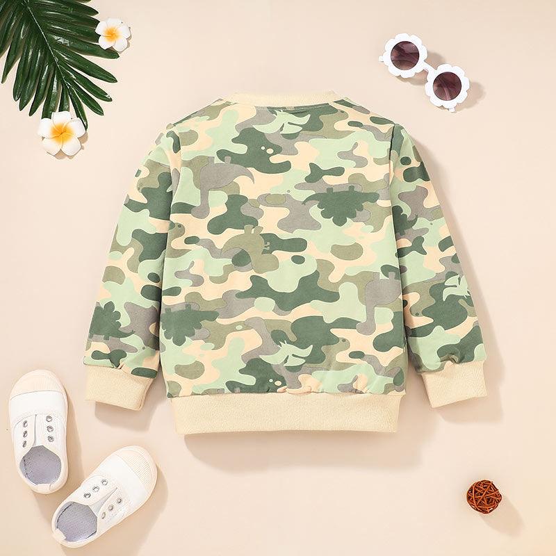 Autumn Winter Camouflage Round Neck Long Sleeve Pullover Wholesale Boy Clothing - PrettyKid