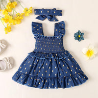 Girls' Polka Dot Wrap Dress+Headband Set