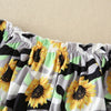 Toddler Kids Girl Cartoon Sunflower Print Off Shoulder Short Sleeve Jacket Shorts Summer Suit - PrettyKid