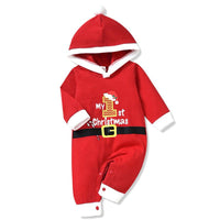 Baby Boys Girls Letter Print Cute Santa Hooded Jumpsuit - PrettyKid