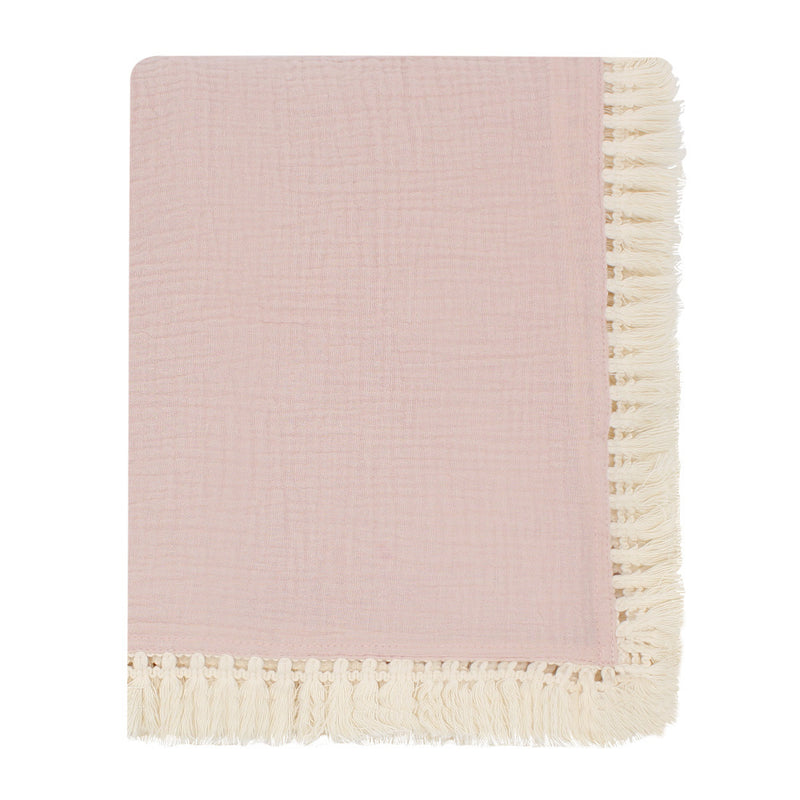Baby Solid Color Bandage Cotton Gauze Blanket Baby Tassel Blanket Baby Bath Towel Swaddling Bandage - PrettyKid
