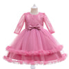 Children Girl's Long Sleeved Solid Mesh Puffy Dress Kids Dress Wholesale - PrettyKid