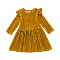 Toddler Kids Girls' Solid Velvet Long Sleeve Dress - PrettyKid