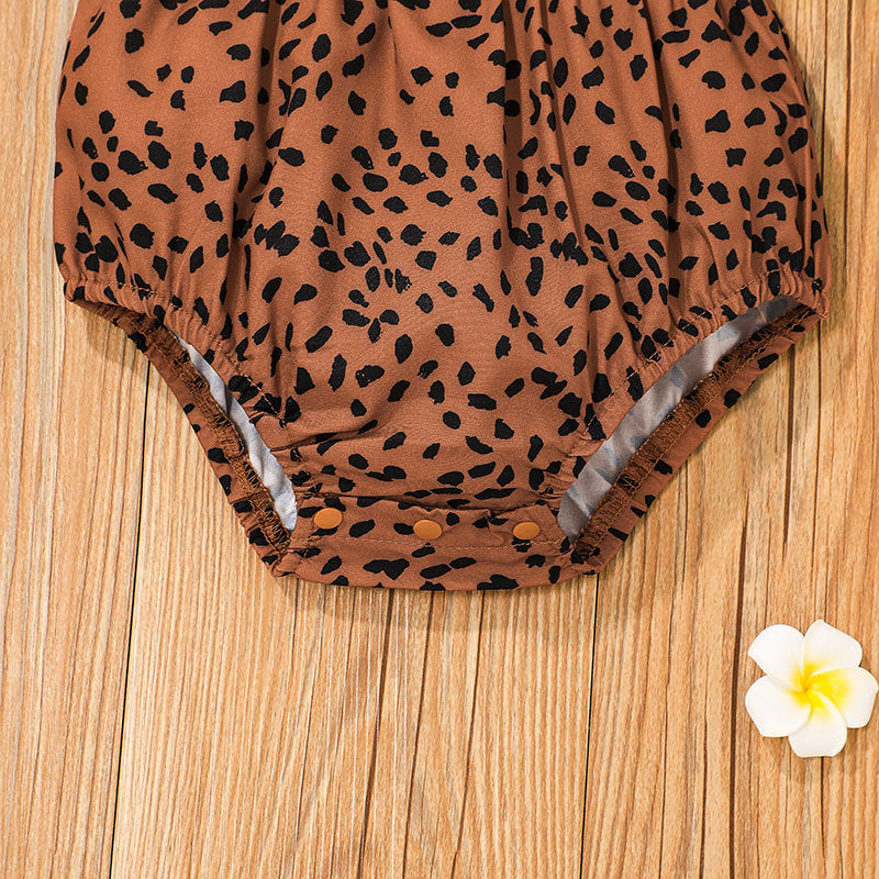 Baby Girl Sleeveless Leopard Print Jumpsuit - PrettyKid