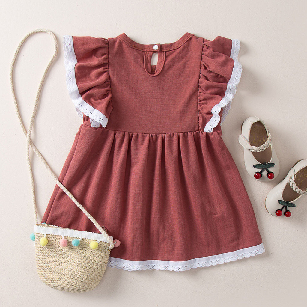 Toddler Girls Solid Sleeveless Ruffle Pleated Dress - PrettyKid