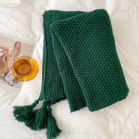 Baby Solid Color Tassel Knitted Wool Blanket - PrettyKid