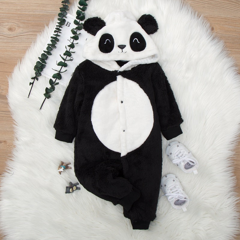 Winter Baby Flannel Cartoon Panda Jumpsuit Cheap Baby Clothes Wholesale - PrettyKid