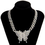 Full Diamond Large Butterfly Neck Alloy Neck Chain - PrettyKid