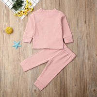 Baby Boys Girls Long Sleeve Shoulder Button Knit Bottomed Shirt Set - PrettyKid