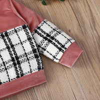 Toddler Kids Girls Pink Plaid Pullover Skirt Set - PrettyKid