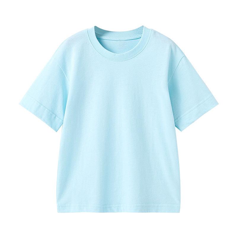 2021 Summer Cotton T-shirt Loose Short Sleeve Solid Bottomed Shirt Top - PrettyKid