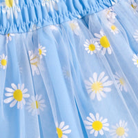 Tri-color Placket Printed Small Daisy Sling Skirt