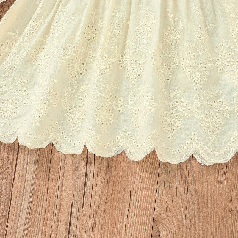 Toddler Girls Solid Color Lace T-shirt Floral Print Shorts Set - PrettyKid