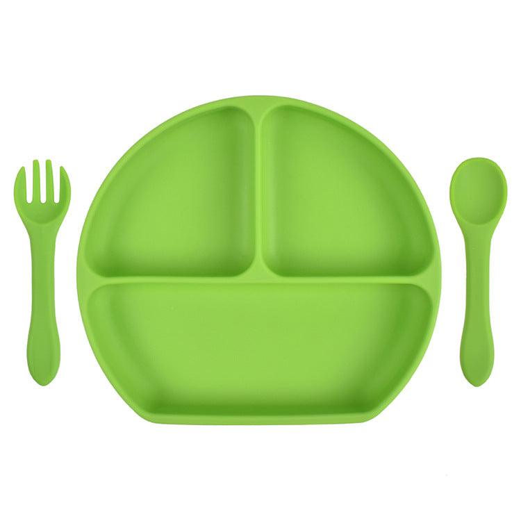 Baby Silicone Plate Fork Spoon Set - PrettyKid