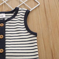 Toddler kids summer sleeveless striped jumpsuit baby crawling suit - PrettyKid