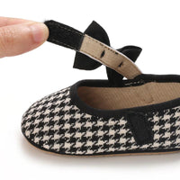 Baby Girls Plaid Bow Child Soft Rubber Sole Non-slip Baby Shoes - PrettyKid