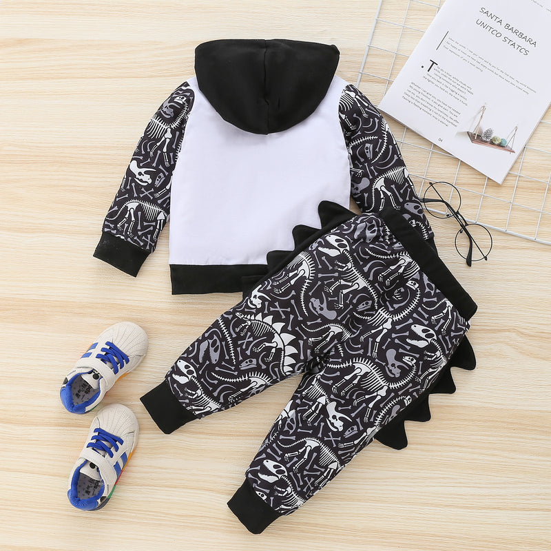 Toddler Kids Boys' Long Sleeve Hooded Dinosaur Sweater Set - PrettyKid